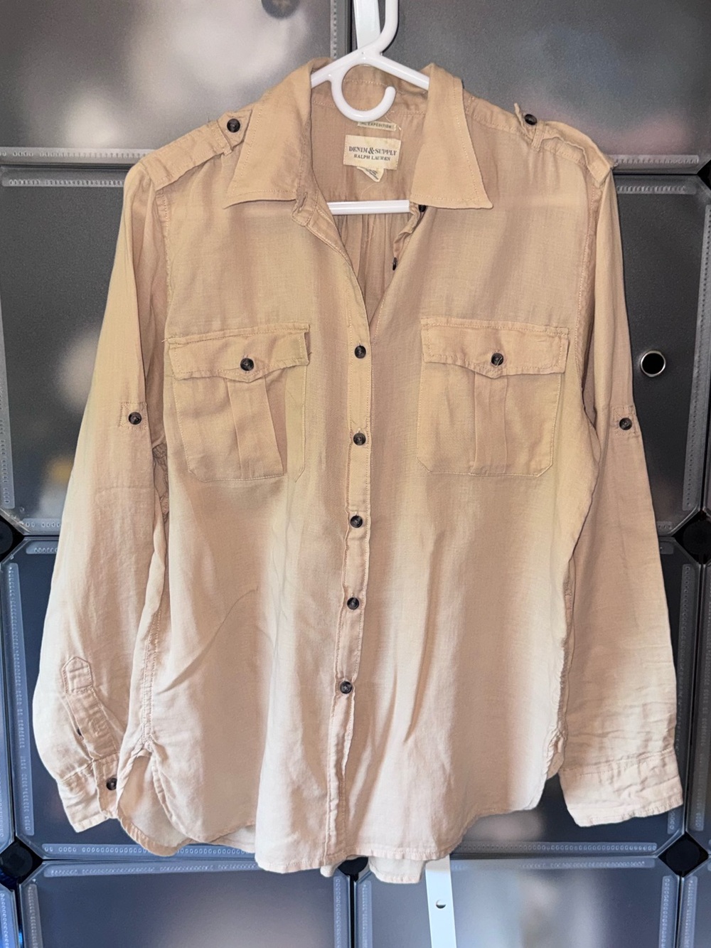 Denim & Supply Ralph Lauren Expedition Lightweight Button Up Shirt in Khaki XL